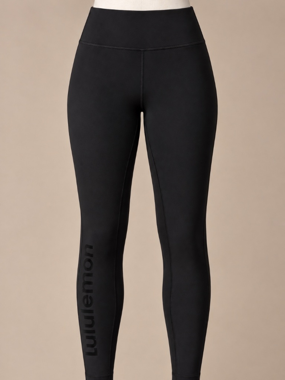 Lululemon Black Logo Ankle Length Leggings High Rise Estimated Size 8–10